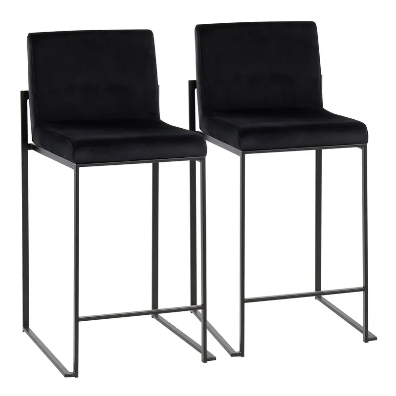 Fuji High Back Counter Stool - Set of 2 Black By LumiSource - B26-FUJIHB BKVBK2