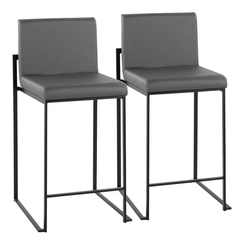Fuji High Back Counter Stool - Set of 2 Gray By LumiSource - B26-FUJIHB BKGY2
