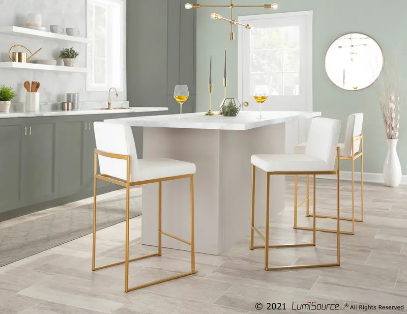 Fuji High Back Counter Stool - Set of 2 White By LumiSource - B26-FUJIHB AUW2