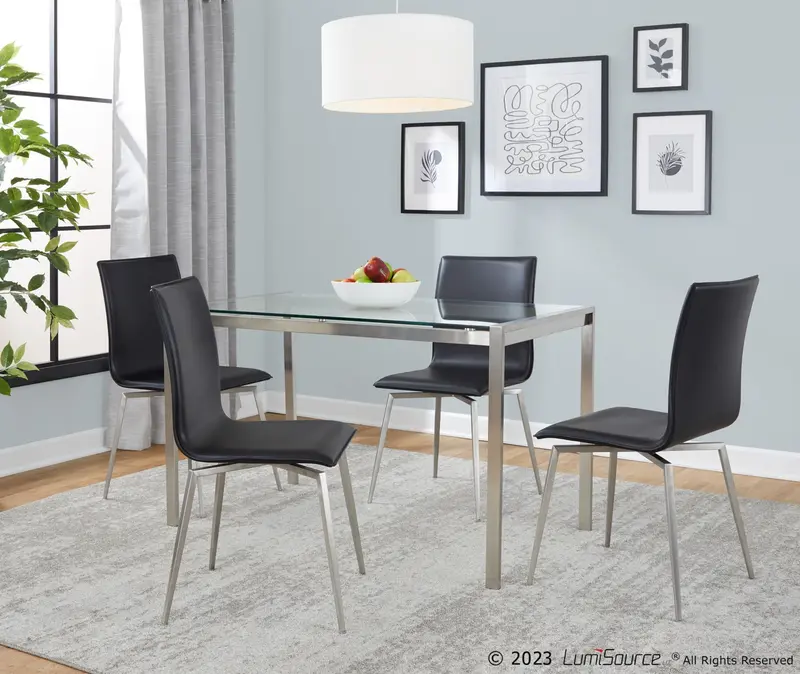 Fuji-Mason Upholstered Swivel Dining Set - 5 Piece By LumiSource - DS5-FUJI47CL+4MSNUPPUSSBK