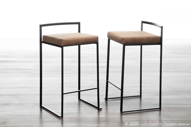 Fuji Stacker 26" Fixed-Height Counter Stool - Set of 3 By LumiSource - B26-FUJIFB BKBN3