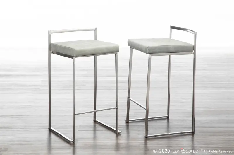 Fuji Stacker 26" Fixed-Height Counter Stool - Set of 3 By LumiSource - B26-FUJIFB SSLGY3