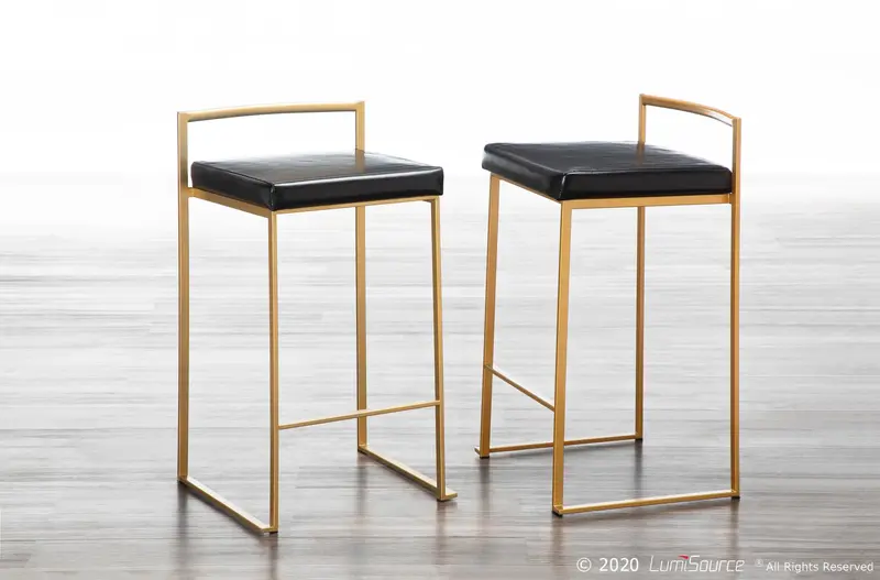 Fuji Stacker 26" Fixed-Height Counter Stool - Set of 3 By LumiSource - B26-FUJIPU AUBK3