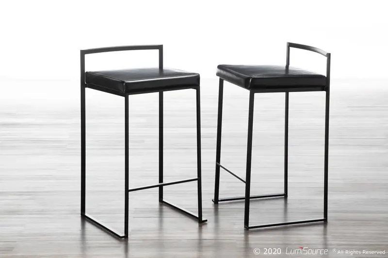 Fuji Stacker 26" Fixed-Height Counter Stool - Set of 3 By LumiSource - B26-FUJIPU BKBK3