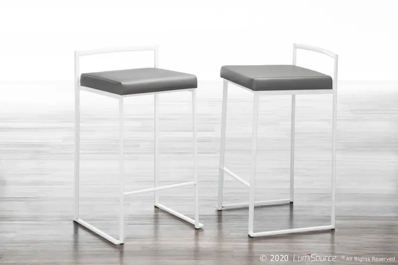 Fuji Stacker 26" Fixed-Height Counter Stool - Set of 3 By LumiSource - B26-FUJIPU WGY3