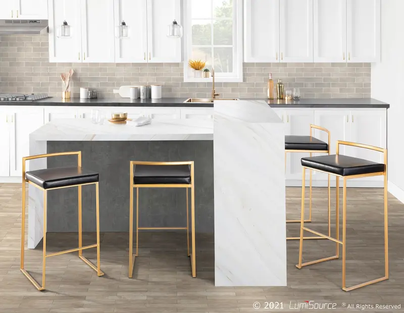 Fuji Stacker 30" Fixed-Height Barstool - Set of 3 By LumiSource - B30-FUJIPU AUBK3