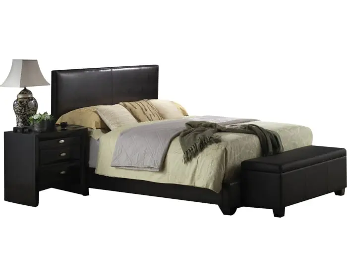Full Black Pu Panel Bed By Homeroots