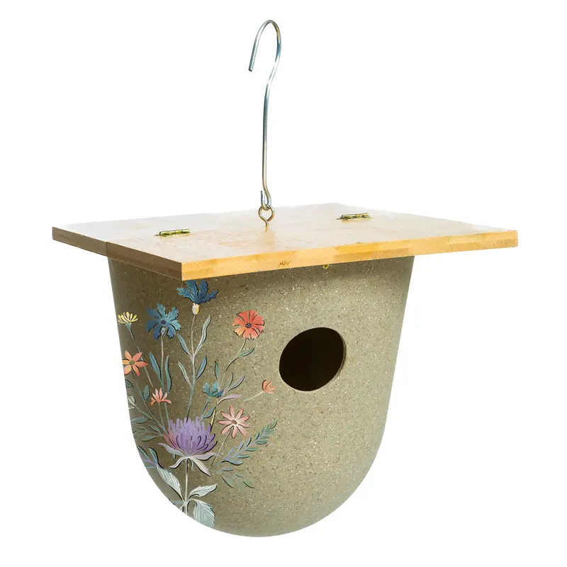 Full Circle Eco Conscious Hanging Bird House with Wildflower Decal,2bh666
