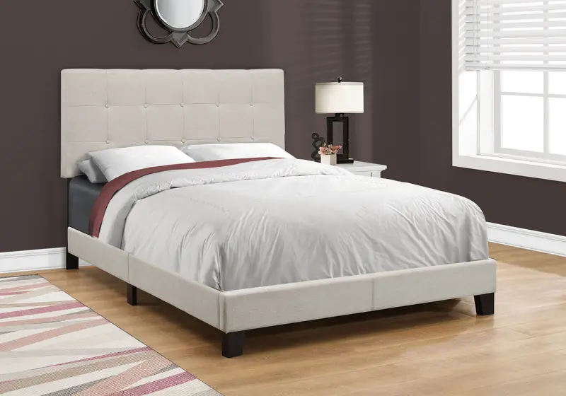 Full Size Beige Linen Bed By Homeroots