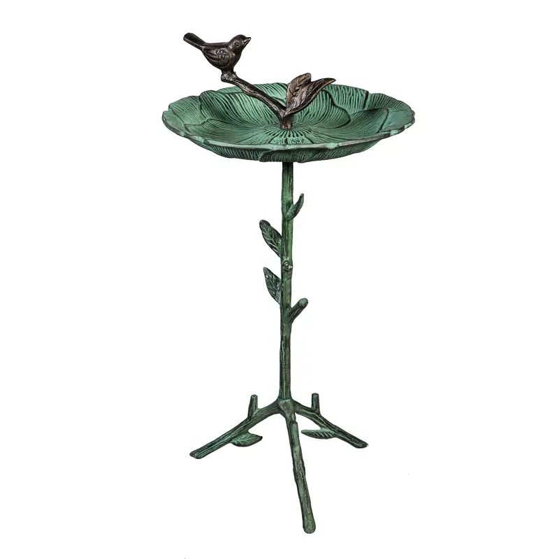 Garden of Wonder Birdbath, Metal Green Birdbath with Stand, 12"