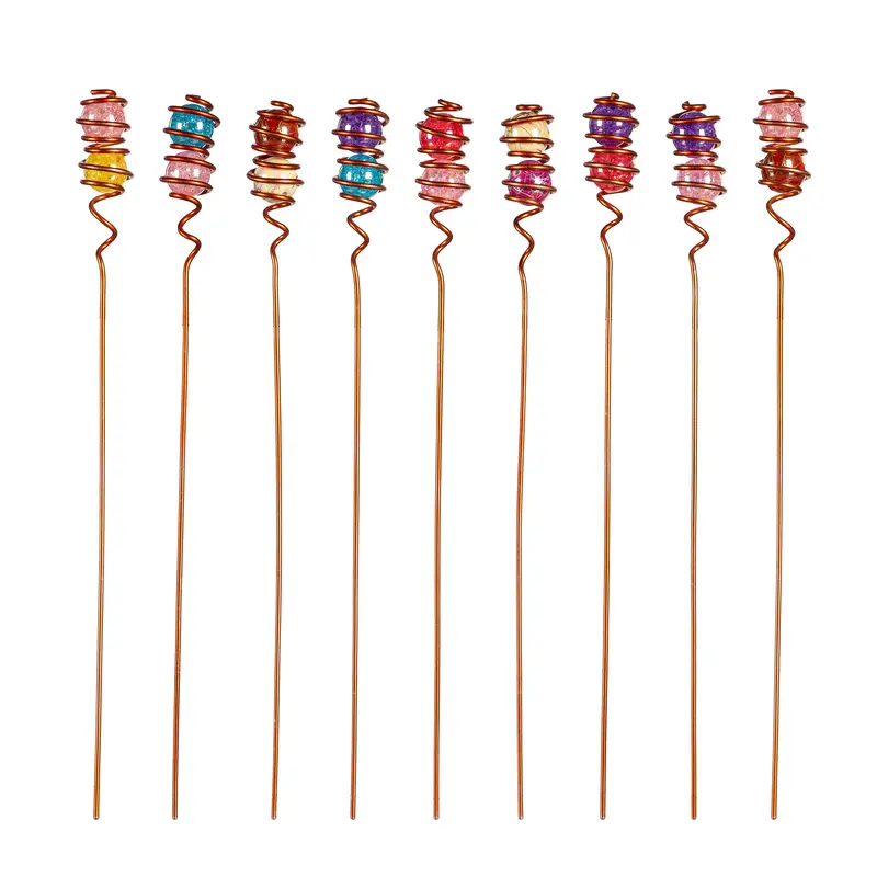 Garden of Wonder Garden Stake, Copper Wire Art Glass Plant Pick, 13"H