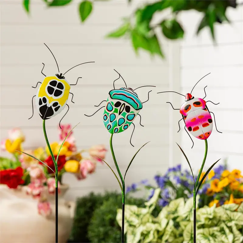 Garden of Wonder Garden Stake, Metal Bright Beetle, 39", CDU