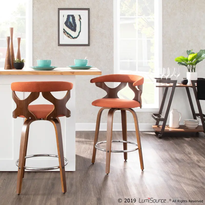 Gardenia 26" Fixed Height Counter Stool - Set of 2 Orange By LumiSource