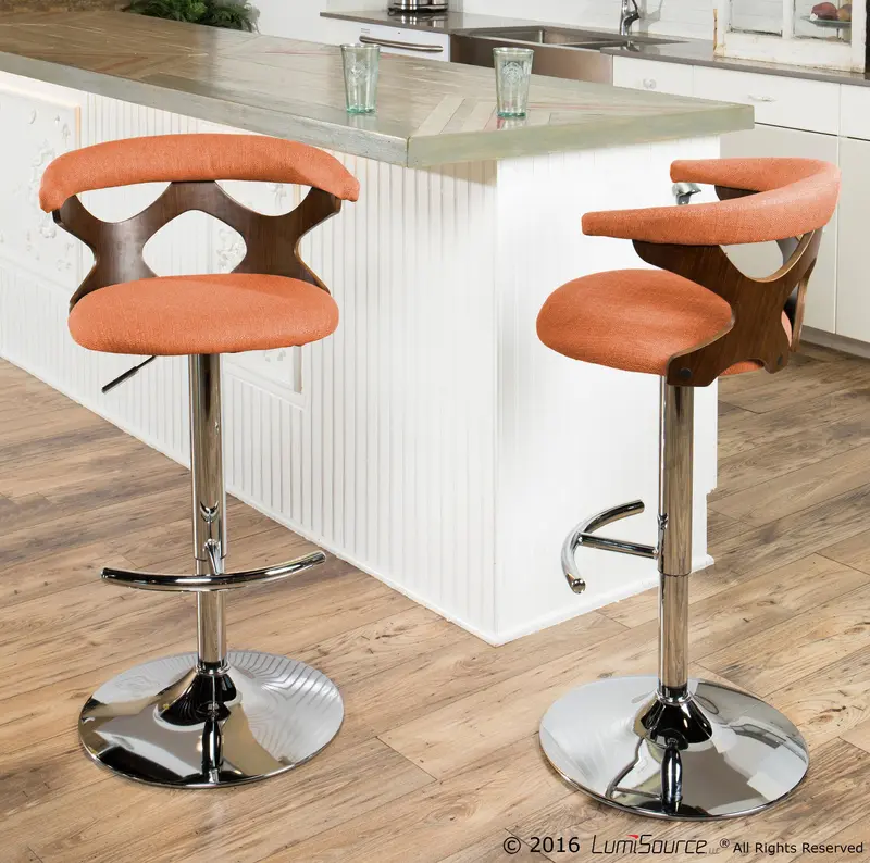 Gardenia Adjustable Barstool - Set of 2 Orange By LumiSource