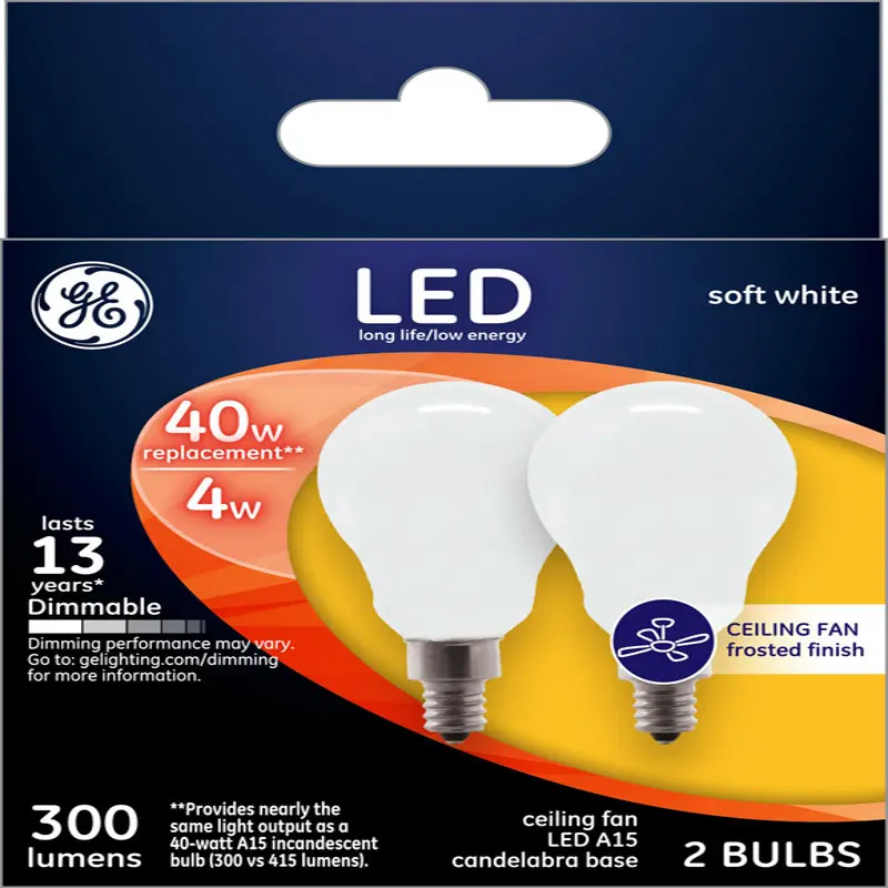 GE A15 E12 (Candelabra) LED Bulb Soft White 40 Watt Equivalence (Pack of 12) - Deal of The Week