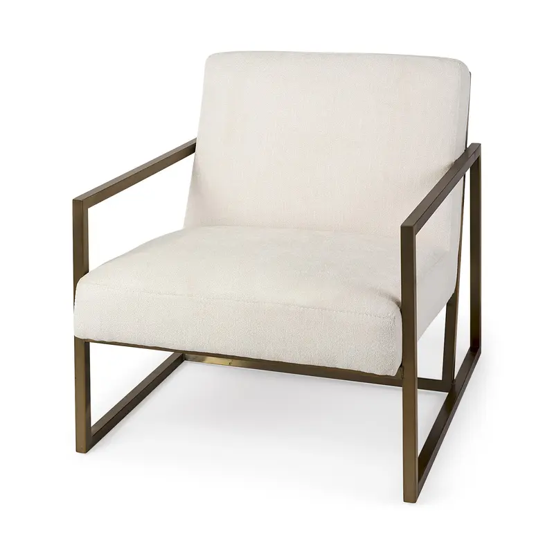 Geo Modern Cream and Gold Accent or Side Chair By Homeroots