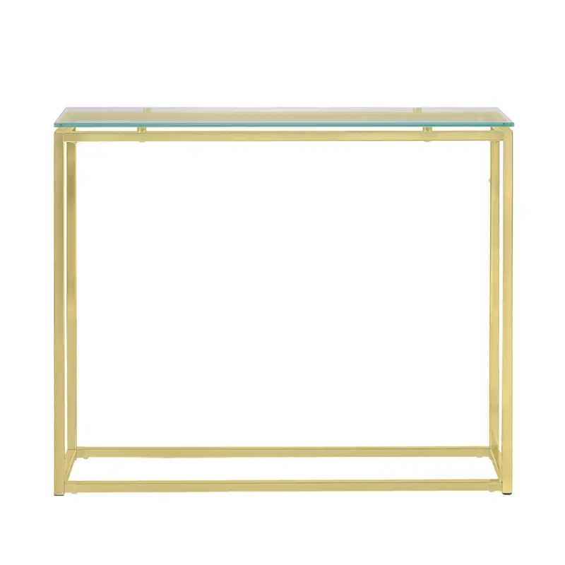 Geo Rectangle Clear Glass and Gold Console Table By Homeroots