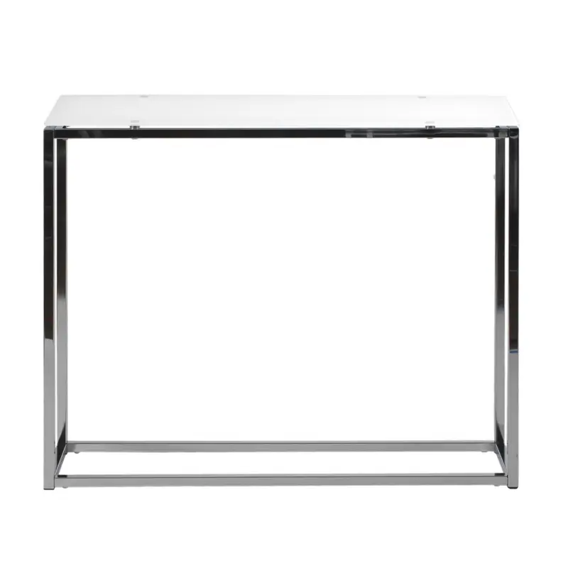 Geo Rectangle White Glass and Chrome Console Table By Homeroots