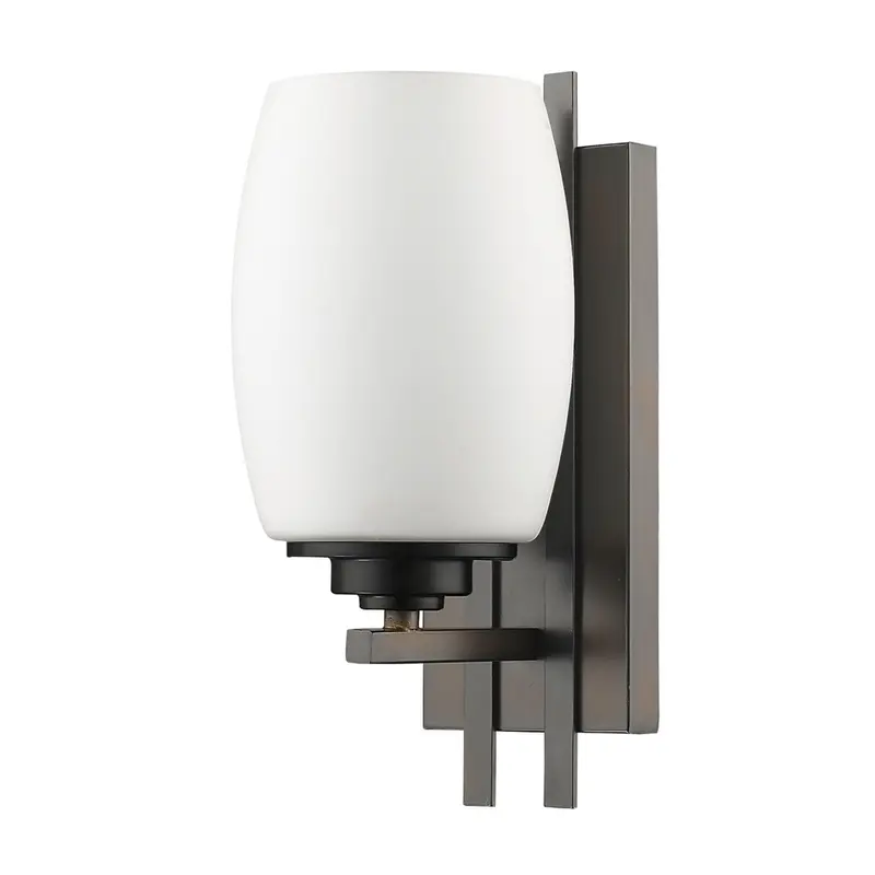 Geometric Bronze Wall Sconce with Frosted Glass Shade By Homeroots
