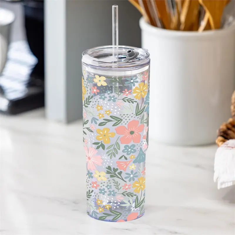 Geometric Tapestry Scalloped Harmony Insulated Tumbler Shatterproof, 20oz, Gift Box
