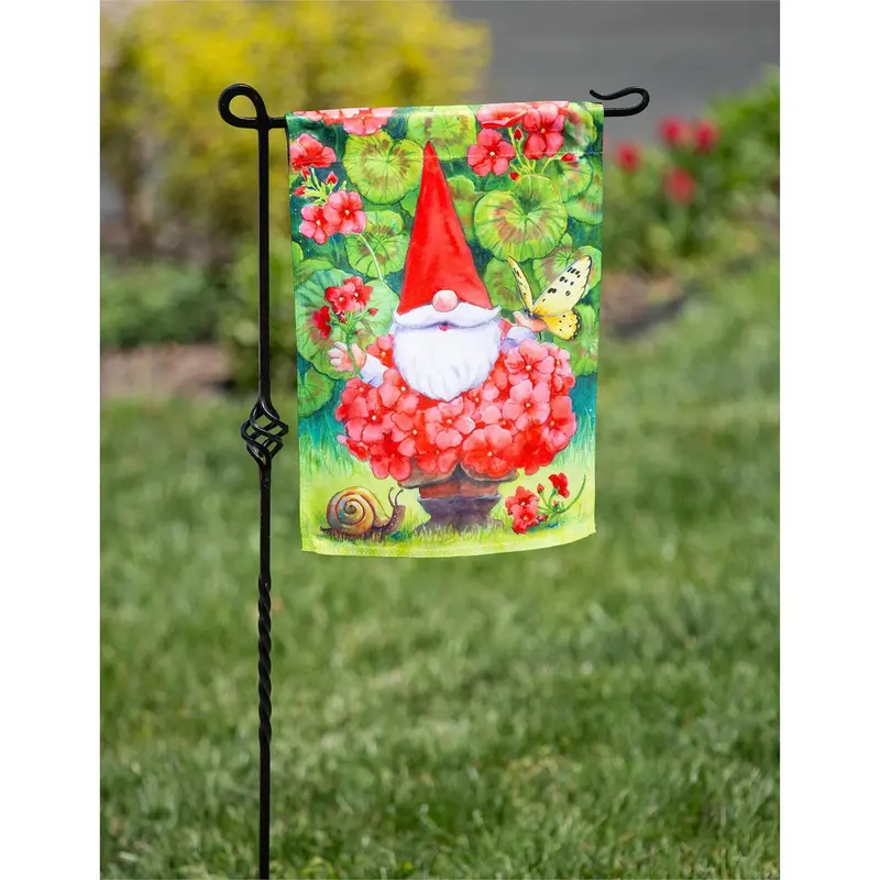 Geranium Gnome Garden Suede Flag