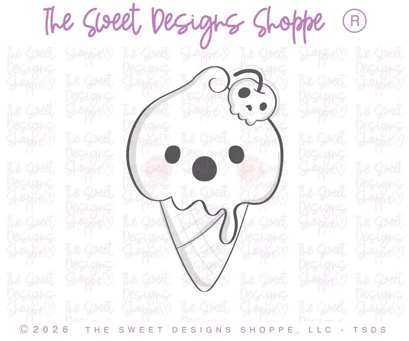 Ghost Ice Cream Cone - Cookie Cutter