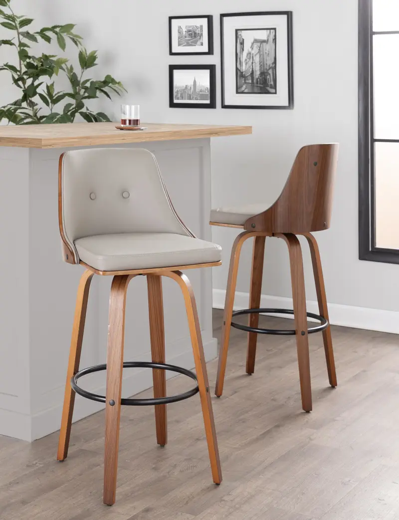 Gianna Fixed-Height Barstool - Set of 2 Gray By LumiSource - B30-GNNPU-GRTZQ2 WLWLLGY2