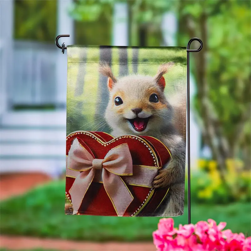 Gifting Squirrel Lustre Garden Flag