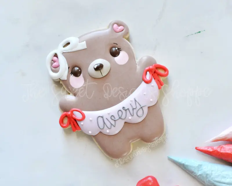 Girly Bear with Bunting - Cookie Cutter