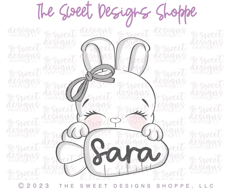 Girly Bunny Carrot Plaque LM - Cookie Cutter