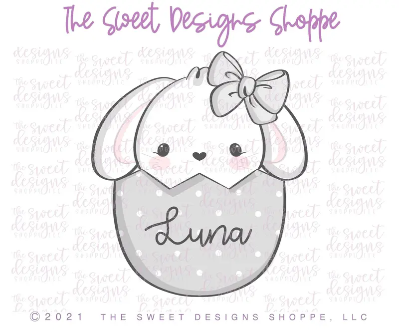 Girly Bunny in Egg - Cookie Cutter