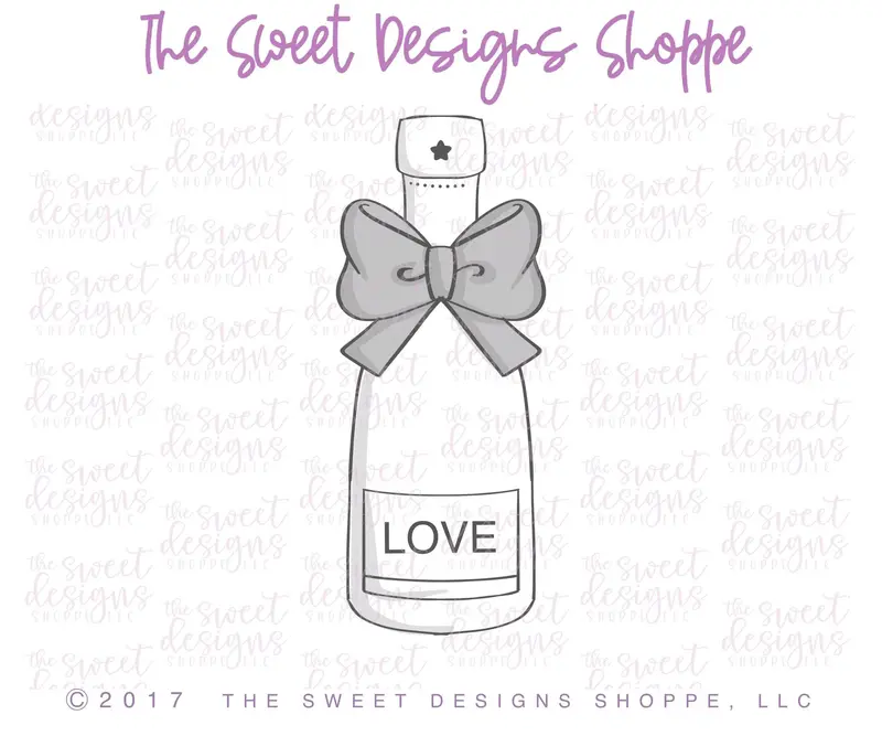 Girly Champagne Bottle v2- Cookie Cutter