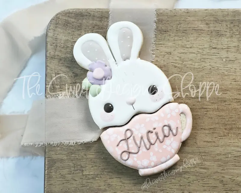 Girly Cute Bunny in Mug Two Piece Set - Set of 2 - Cookie Cutters
