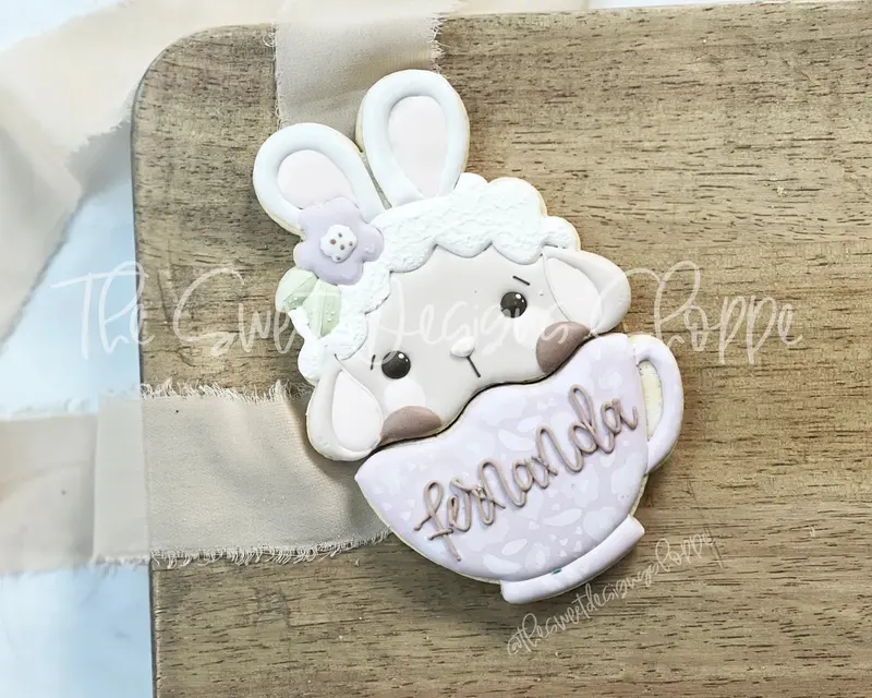Girly Cute Lamb in Mug Two Piece Set - Set of 2 - Cookie Cutters