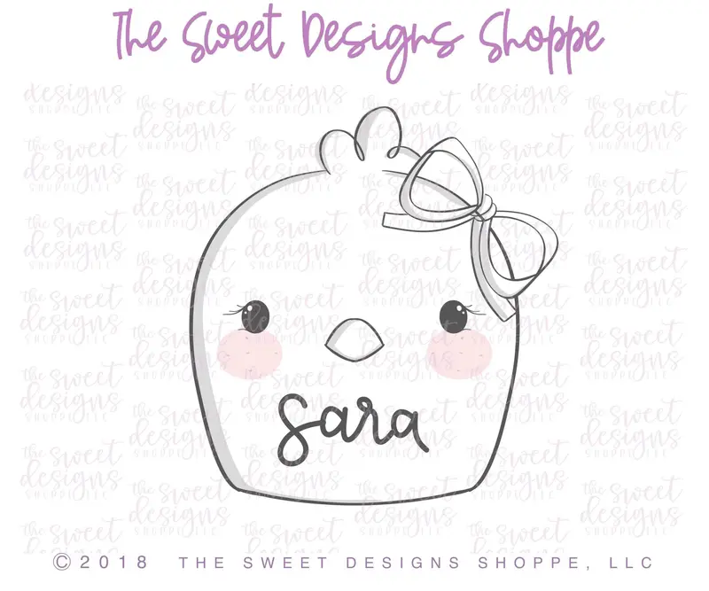 Girly Round Chick - Cookie Cutter