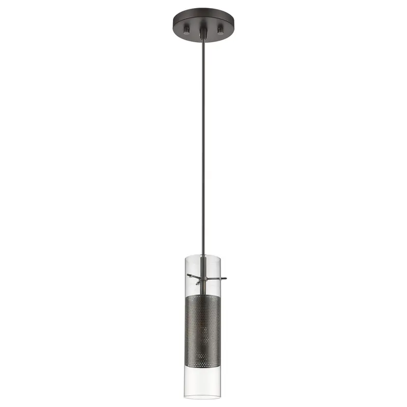 Glass and Bronze Mesh Shade Hanging Light By Homeroots