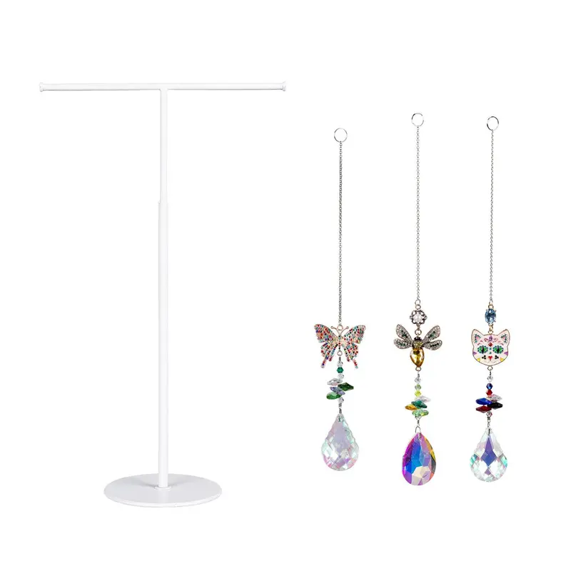 Glass Hanging Decor with T bar Display, Cat/Butterfly/Bee, Asst of 3