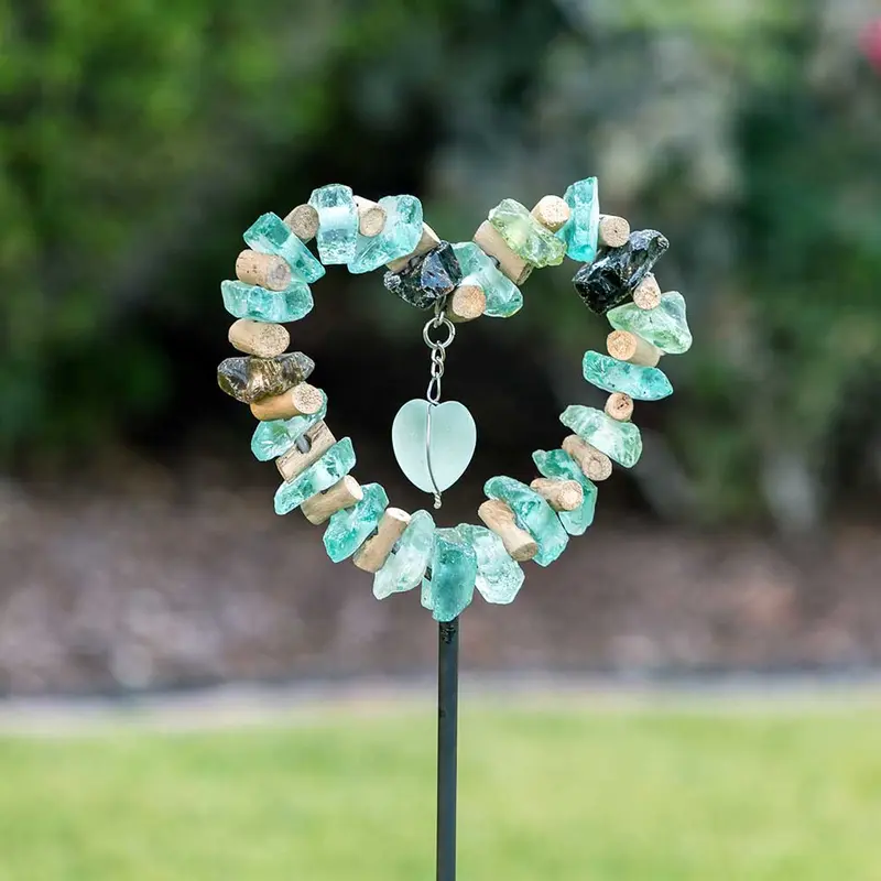 Glass Heart Garden Stake Set of 4 By Garden Age Supply