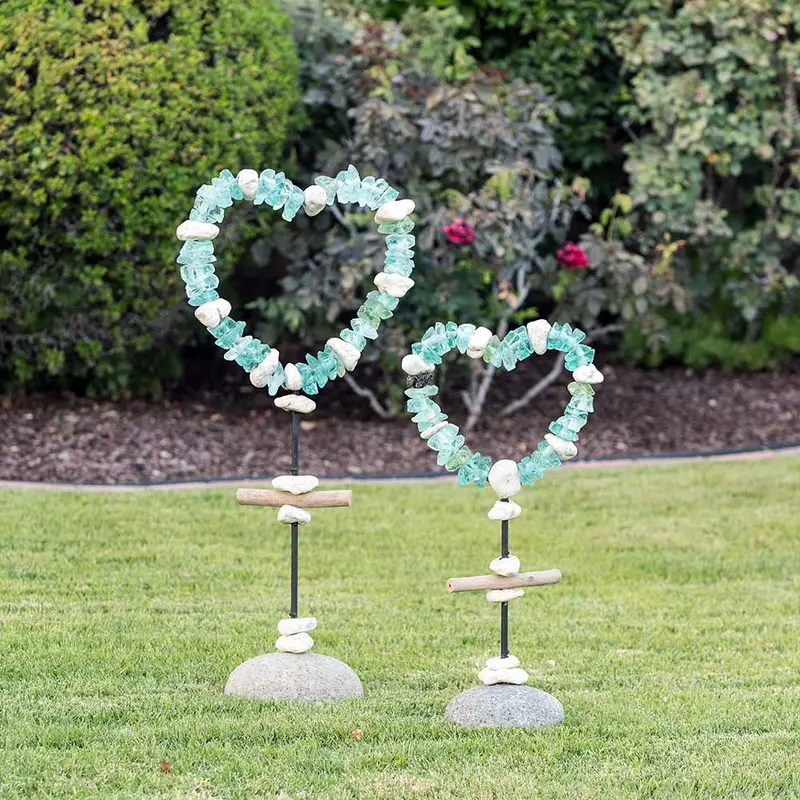 Glass Heart Garden Stand Set of 2 By Garden Age Supply