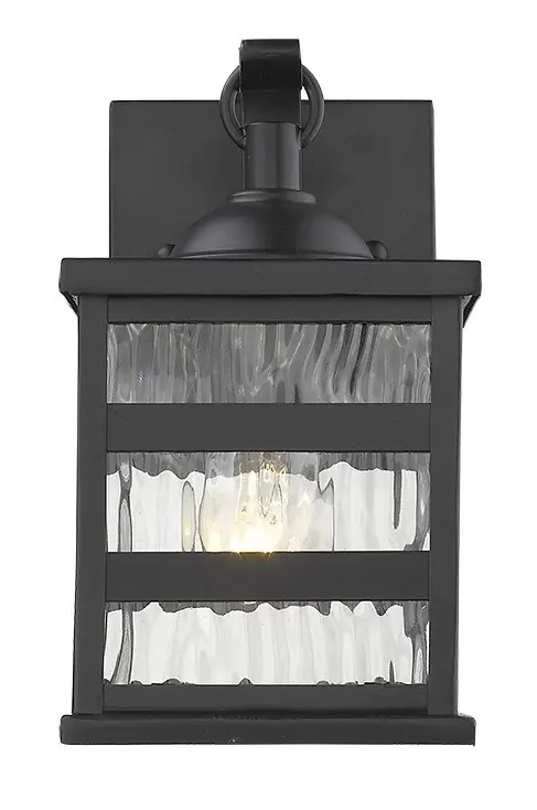 Glass panel Matte Black Outdoor Cage Light By Homeroots