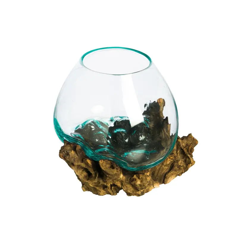 Glass Planter on Driftwood,8prm002
