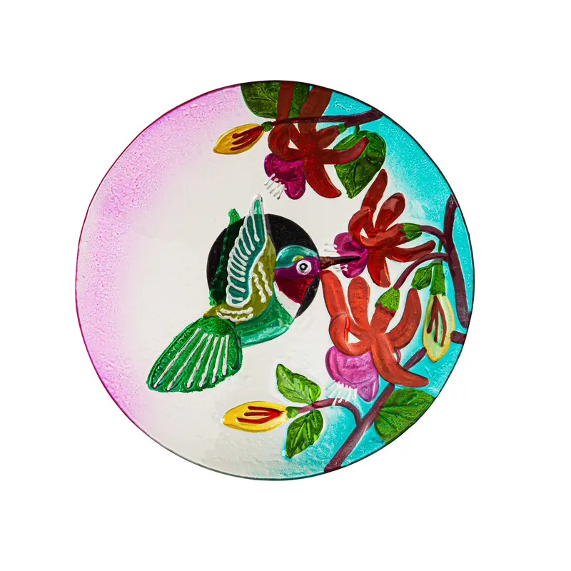 Glass Stake Birdbath, Hummingbird Flutter,zkr2gb570ec