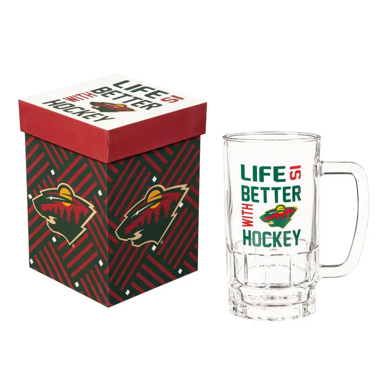 Glass Tankard Cup with Gift Box, Minnesota Wild