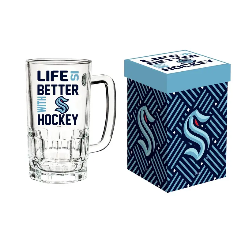 Glass Tankard Cup with Gift Box, Seattle Kraken