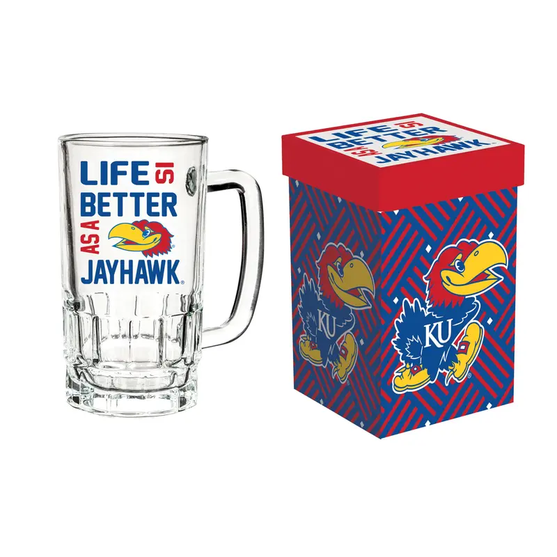 Glass Tankard Cup, with Gift Box, University of Kansas,3br996