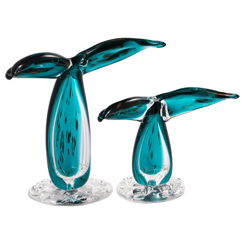 Glass Whale Tail Tabletop Décor Set