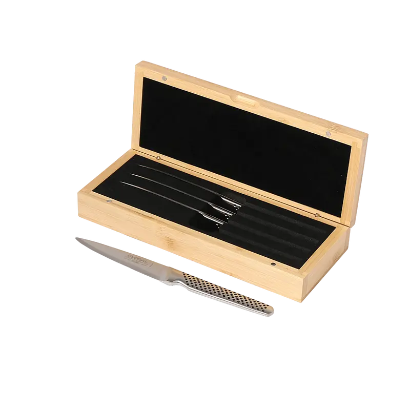 Global 4-Piece Steak Set w/ Bamboo Box