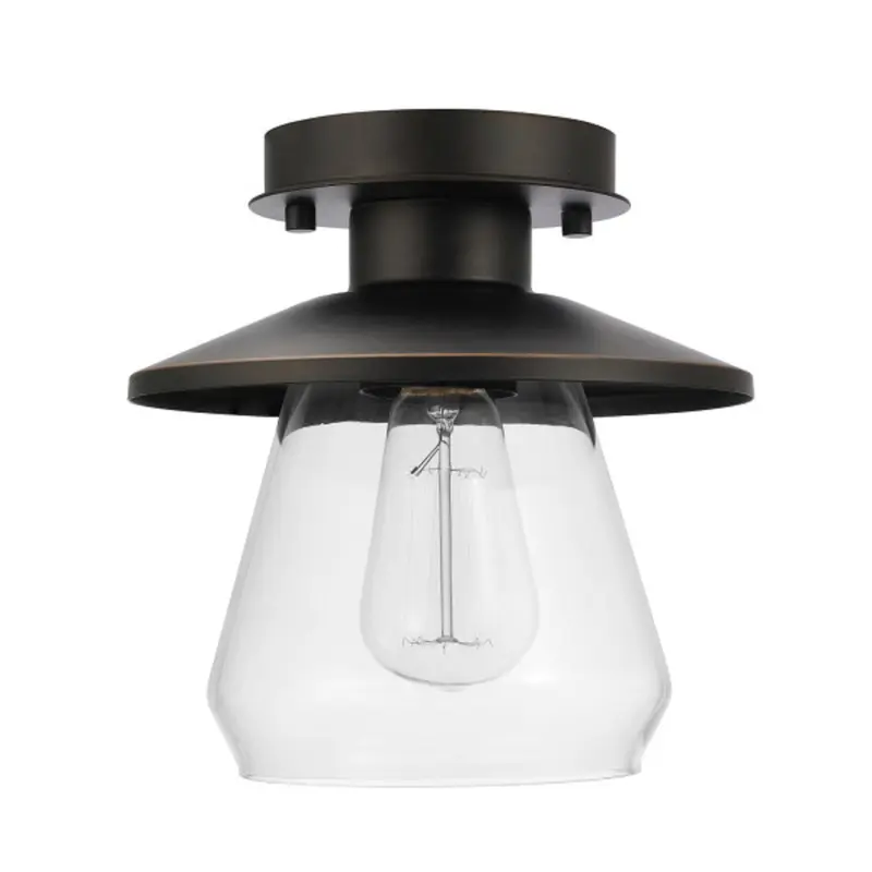 Globe Electric Nate 8.14 in. H X 8 in. W X 8 in. L Oil Rubbed Bronze Ceiling Light - Open Box