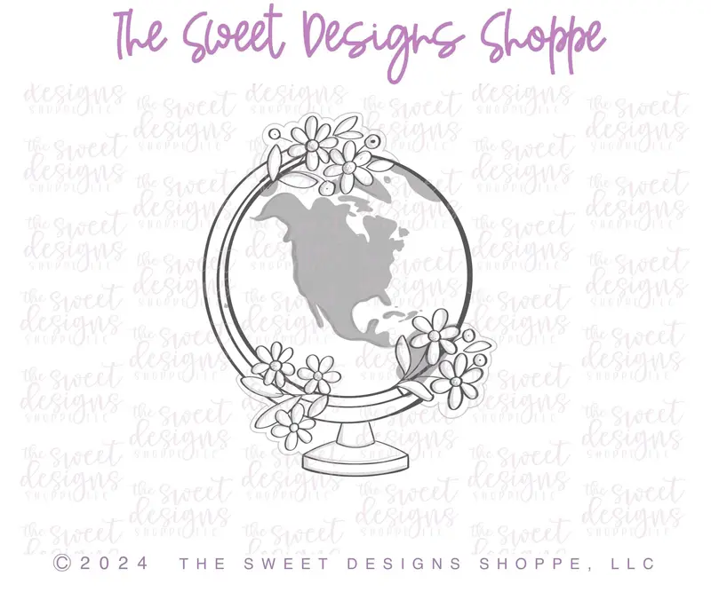 Globe with Daisies - Cookie Cutter