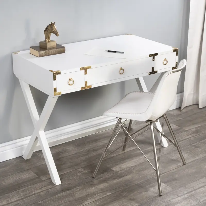Glossy White Writing Desk By Homeroots